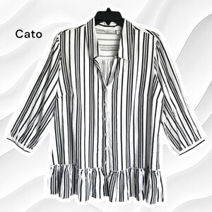 Nwt Cato Stripes Black & White Blouse Sz 22